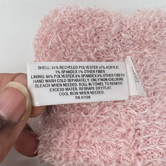 Pink Gloves Touchscreen Knit Ribbed Warm Winter Fuzzy Cuff Cozy Lined Glove Bow - Picture 16 of 17